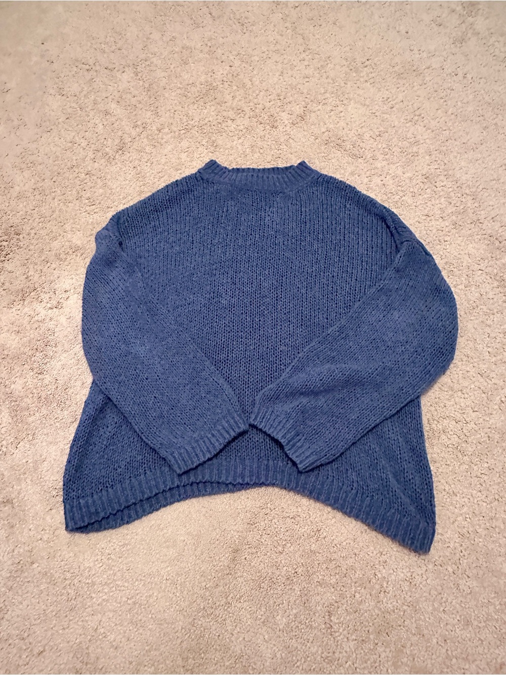 Abercrombie & Fitch Cozy Blue Knit Beach Crewneck Sweater
